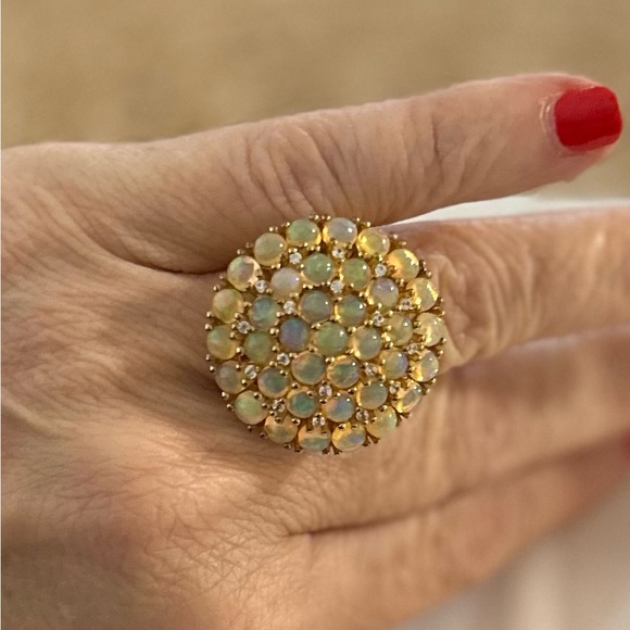 NWT JTV MULTICOLOR ETHIOPIAN OPAL RING 14K over Sterling Silver Size 7 - Picture 2 of 6